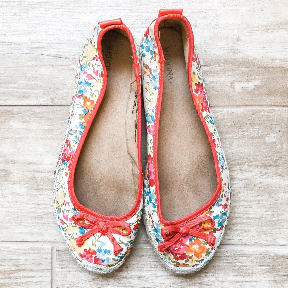 EUC Merona Floral Espadrilles Ballet Flats 8
